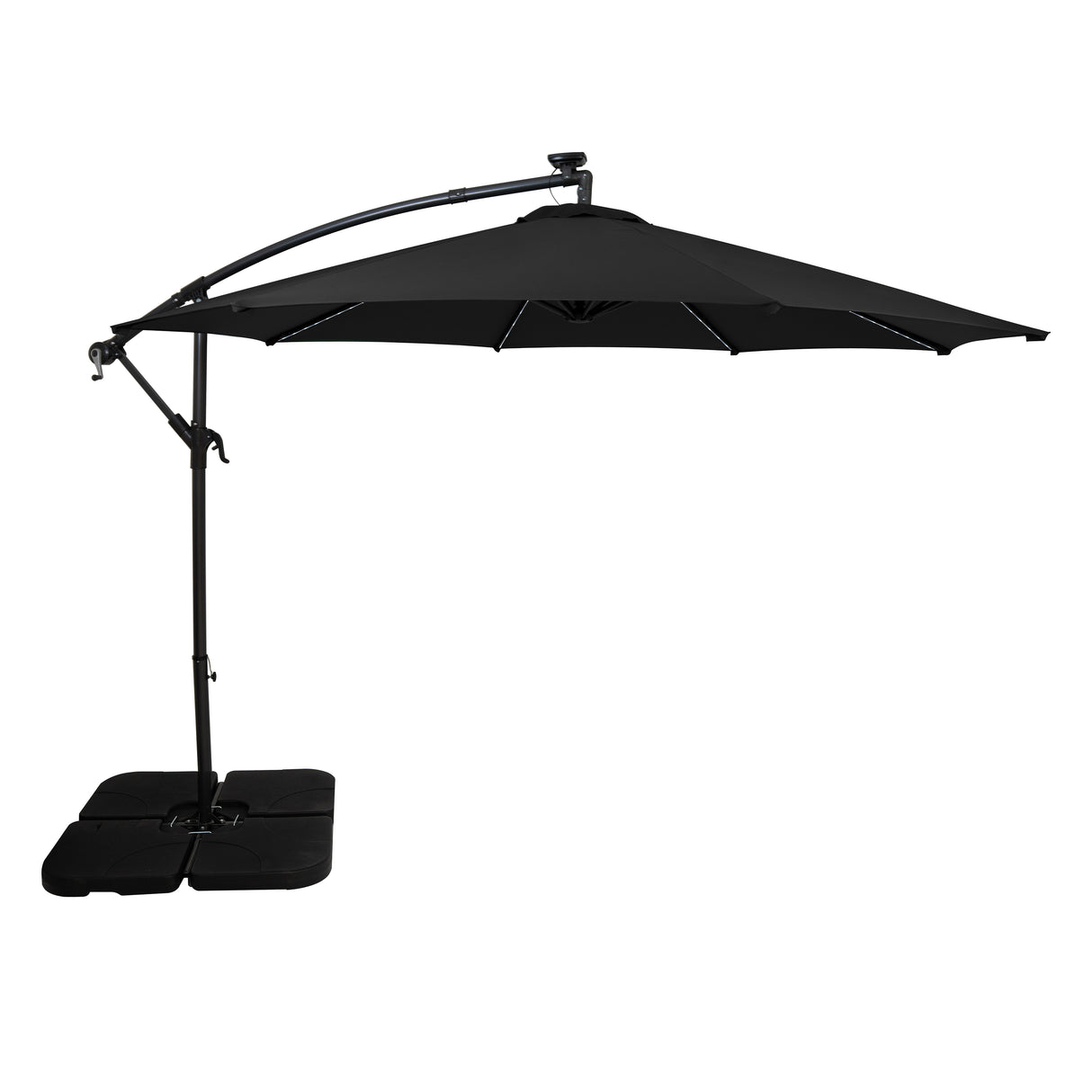 LED Cantilever Parasol 3m With Square Base – Black
