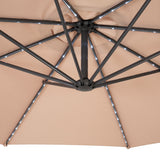 LED Cantilever Parasol 3m With Square Base – Beige