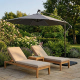 LED Cantilever Parasol 3m With Square Base – Grey