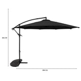 Cantilever Parasol 3m With Half Fan Base – Black