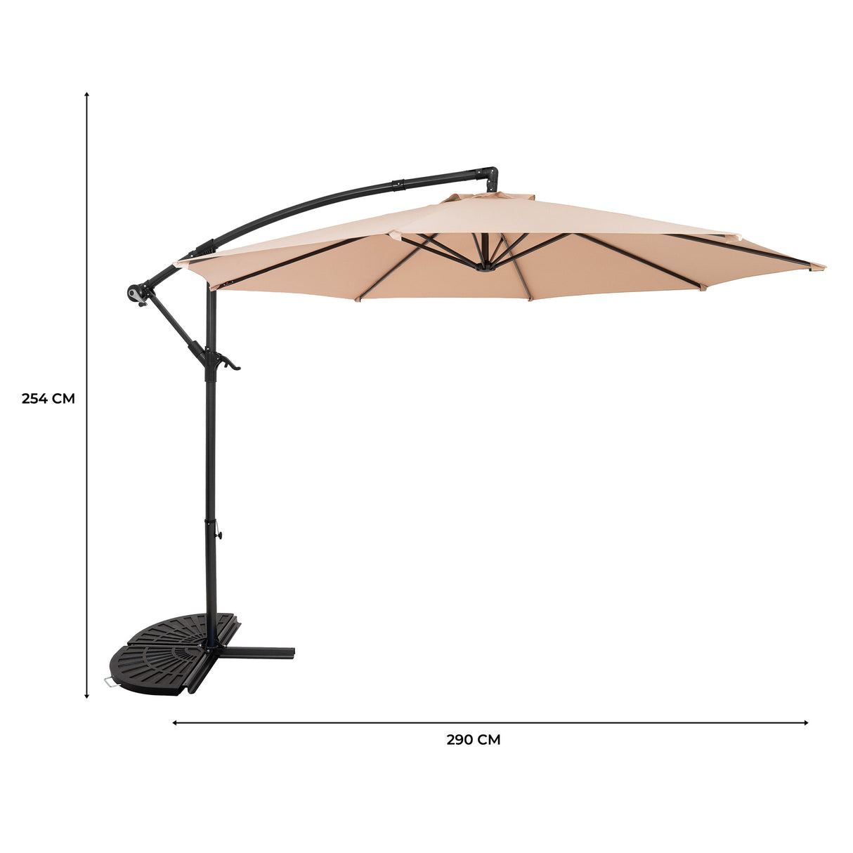 Cantilever Parasol 3m With Half Fan Base – Beige