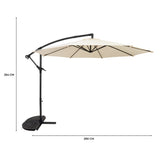 Cantilever Parasol 3m With Half Fan Base – Cream
