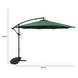 Cantilever Parasol 3m With Half Fan Base – Green