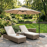 LED Cantilever Parasol 3m With Half Fan Base – Beige