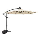 LED Cantilever Parasol 3m With Half Fan Base – Cream