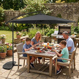 LED Cantilever Parasol 3m With Half Fan Base – Grey