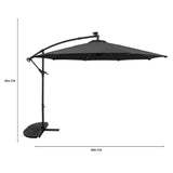LED Cantilever Parasol 3m With Half Fan Base – Grey