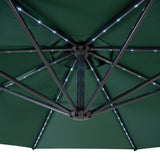 LED Cantilever Parasol 3m With Half Fan Base – Green
