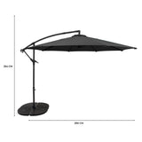 Cantilever Parasol 3m With Full Fan Base – Grey