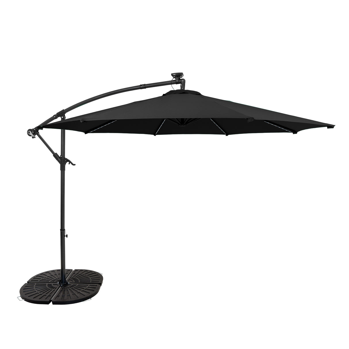 LED Cantilever Parasol 3m With Full Fan Base – Black