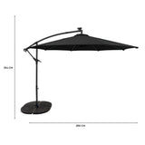LED Cantilever Parasol 3m With Full Fan Base – Black