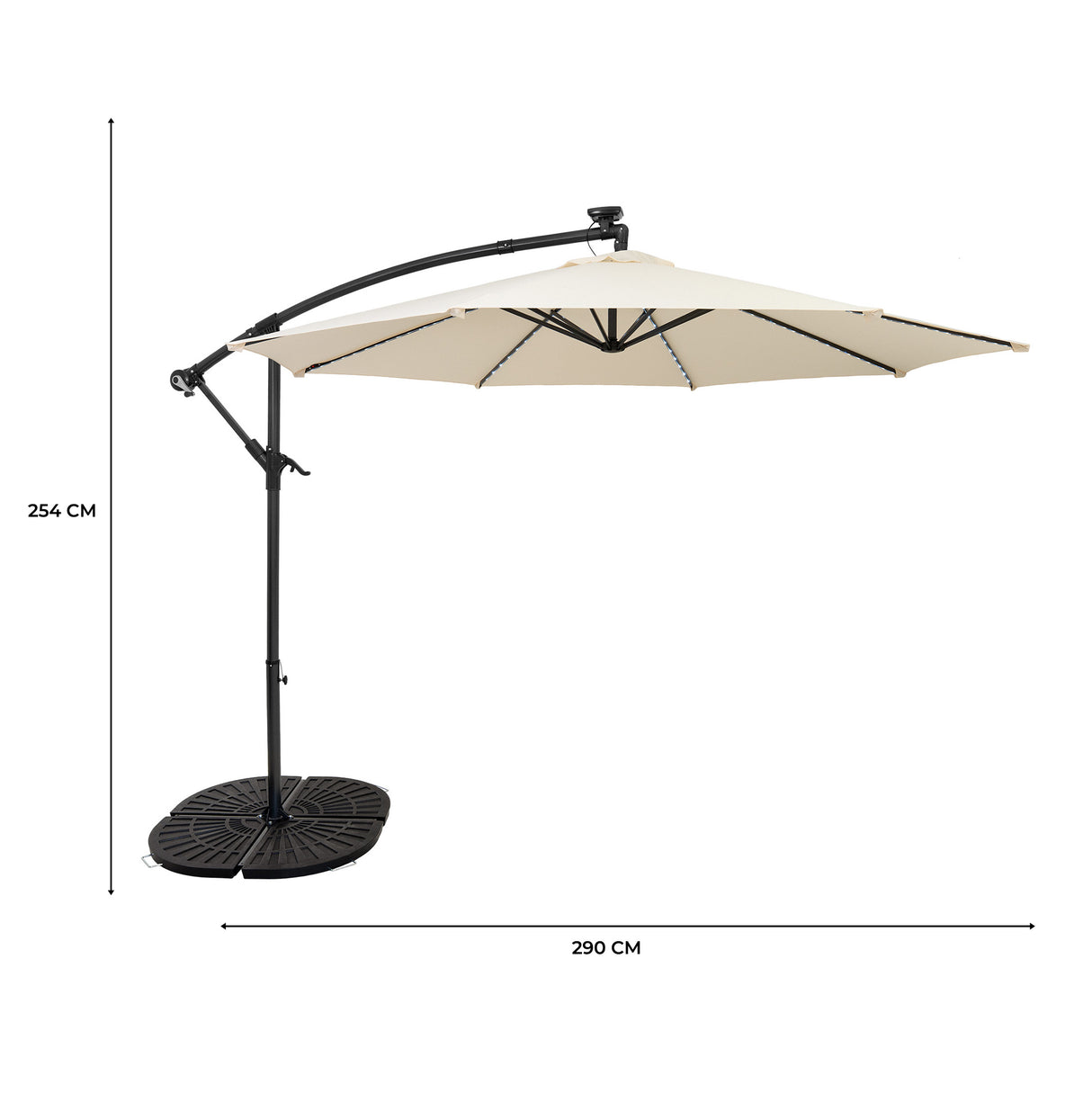 LED Cantilever Parasol 3m With Full Fan Base – Cream