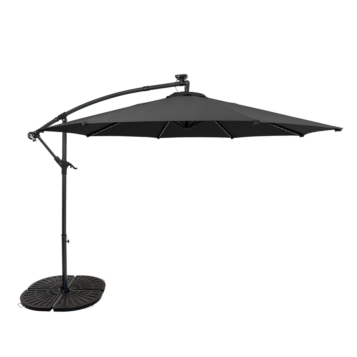 LED Cantilever Parasol 3m With Full Fan Base – Grey