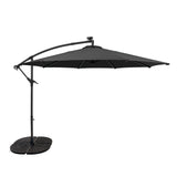 LED Cantilever Parasol 3m With Full Fan Base – Grey