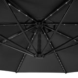 LED Cantilever Parasol 3m With Full Fan Base – Grey