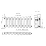 Traditional 2 Column Radiator & Valves – 300mm x 830mm - Raw Metal