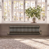 Traditional 2 Column Radiator & Valves – 300mm x 1010mm - Raw Metal