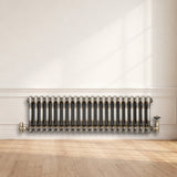 Traditional 2 Column Radiator & Valves – 300mm x 1010mm - Raw Metal