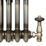 Traditional 2 Column Radiator & Valves – 300mm x 1010mm - Raw Metal