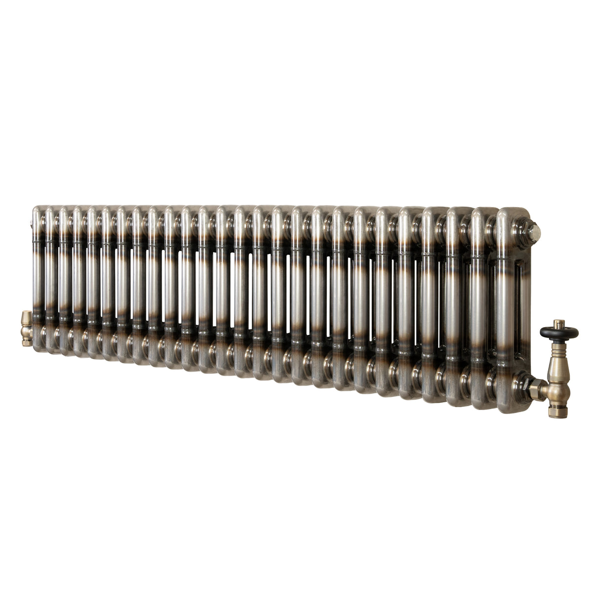 Traditional 2 Column Radiator & Valves – 300mm x 1190mm - Raw Metal