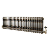 Traditional 2 Column Radiator & Valves – 300mm x 1190mm - Raw Metal