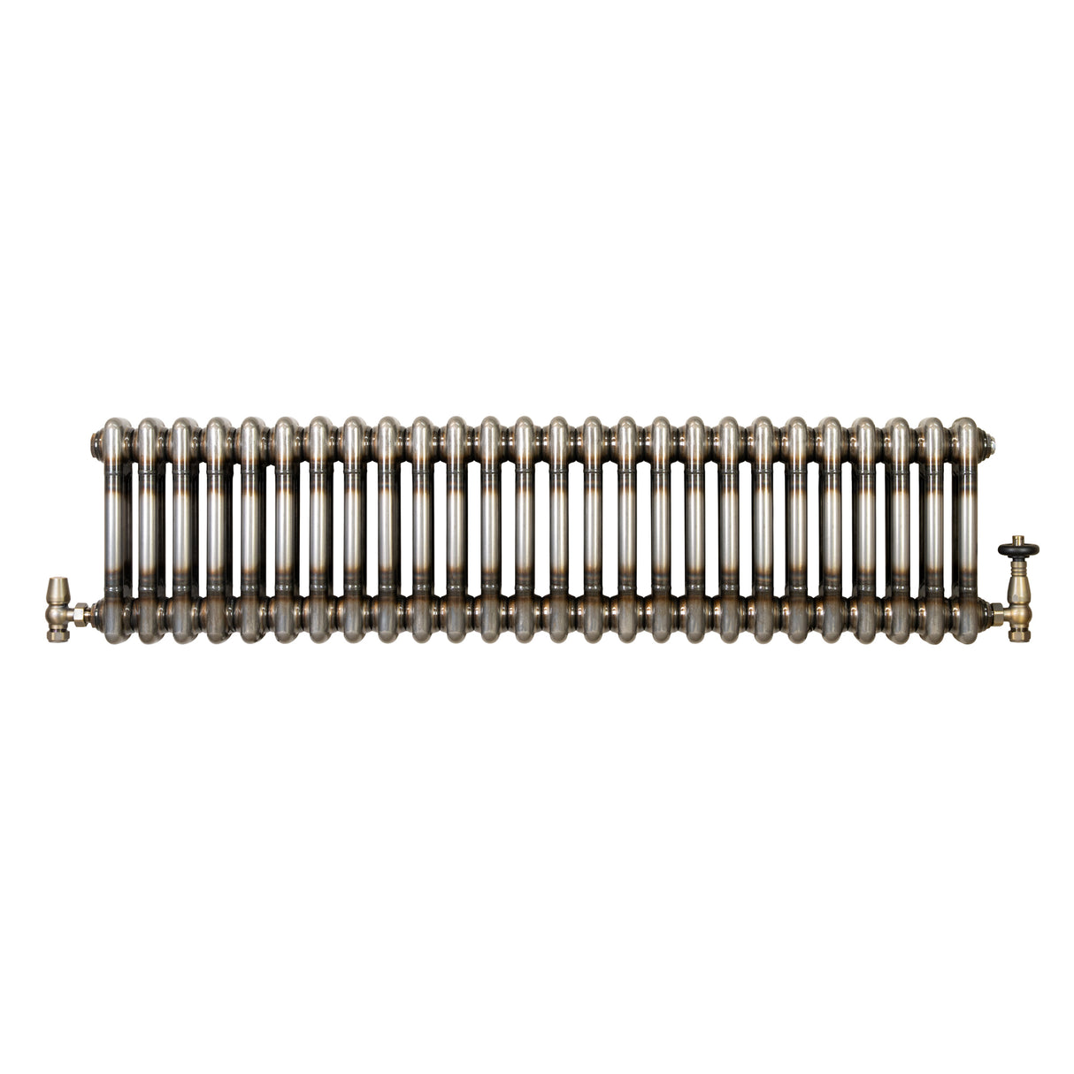 Traditional 2 Column Radiator & Valves – 300mm x 1190mm - Raw Metal