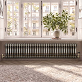 Traditional 2 Column Radiator & Valves - 300 x 1460mm - Raw Metal