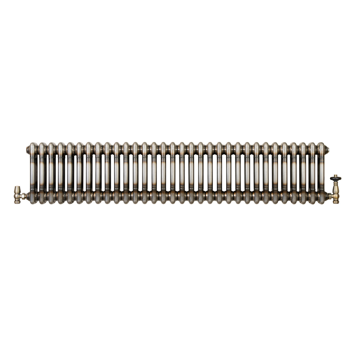 Traditional 2 Column Radiator & Valves - 300 x 1460mm - Raw Metal