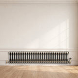 Traditional 2 Column Radiator & Valves - 300 x 1460mm - Raw Metal