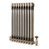 Traditional 2 Column Radiator & Valves - 600 x 425mm - Raw Metal