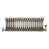 Traditional 2 Column Radiator & Valves - 600 x 830mm - Raw Metal
