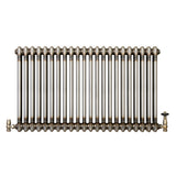 Traditional 2 Column Radiator & Valves - 600 x 1010mm - Raw Metal