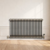 Traditional 2 Column Radiator & Valves - 600 x 1010mm - Raw Metal