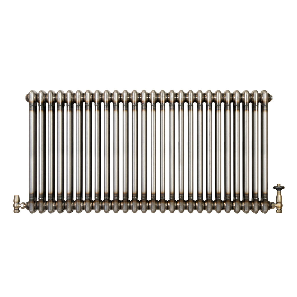 Traditional 2 Column Radiator & Valves - 600 x 1190mm - Raw Metal