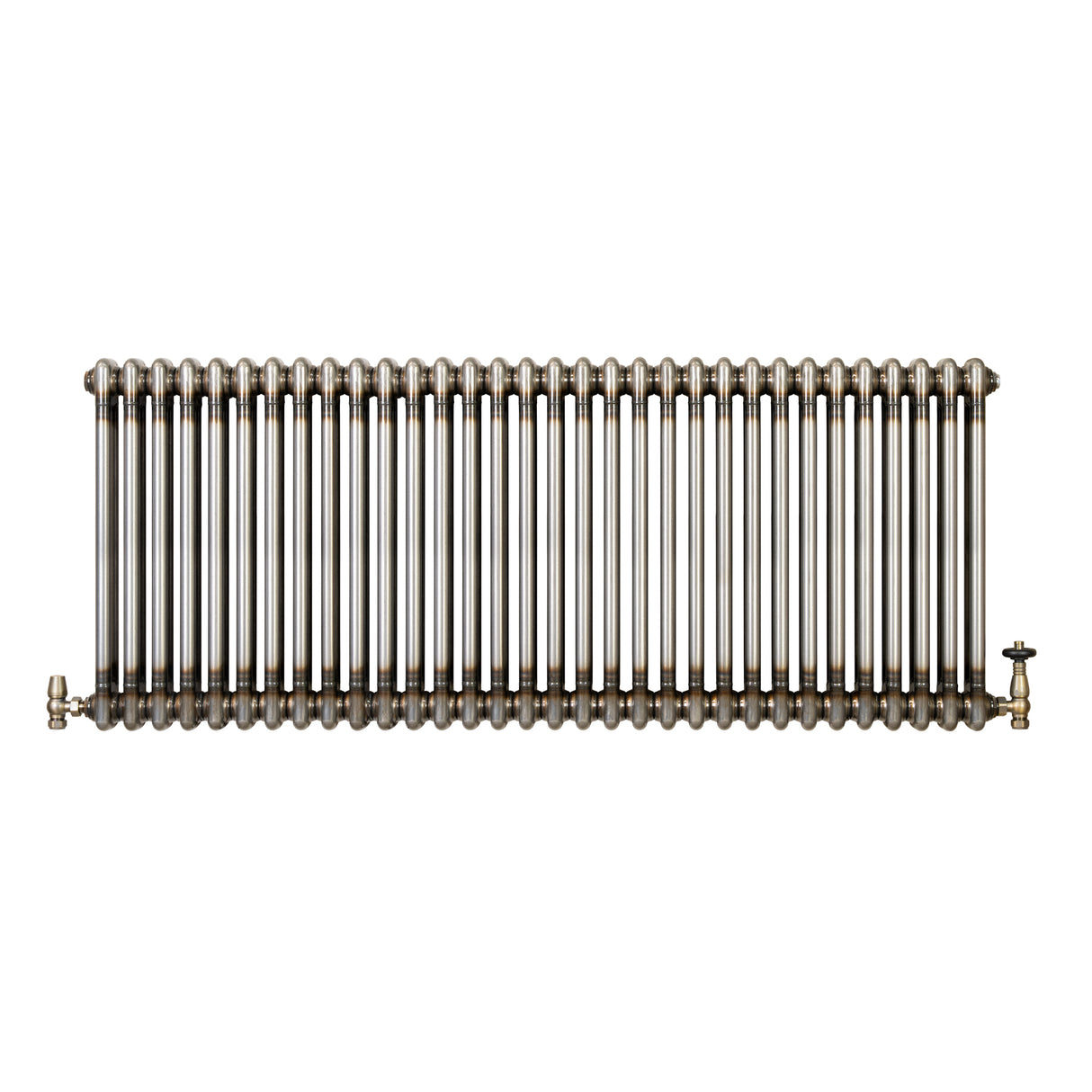 Traditional 2 Column Radiator & Valves - 600 x 1460mm - Raw Metal