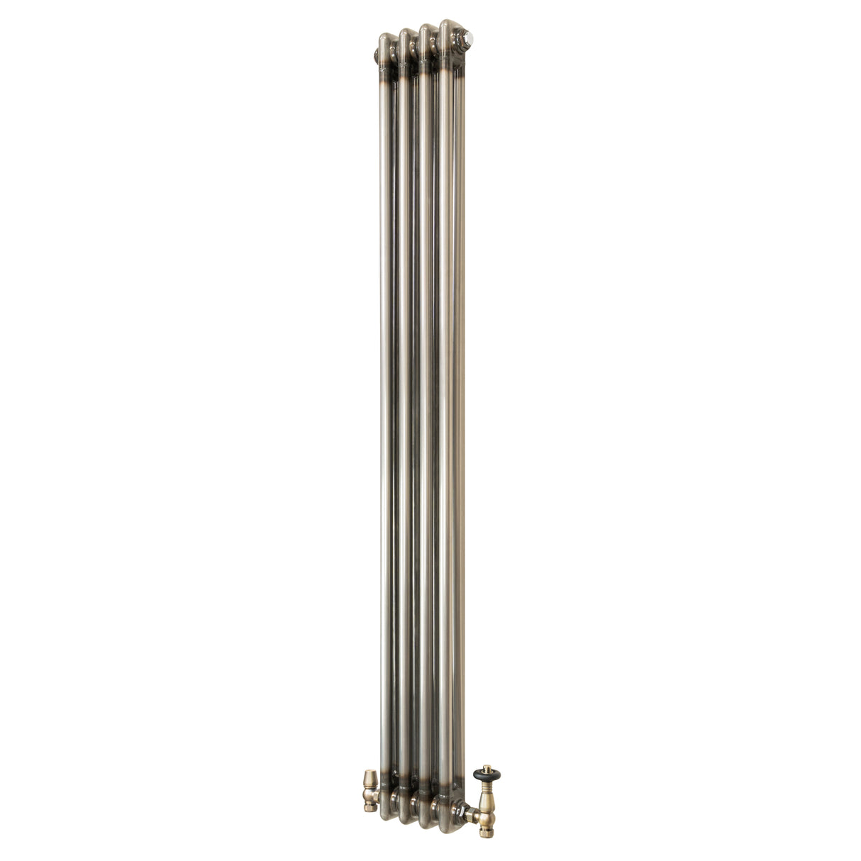 Traditional 2 Column Radiator & Valves - 1500 x 200mm - Raw Metal
