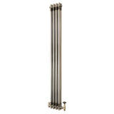 Traditional 2 Column Radiator & Valves - 1500 x 200mm - Raw Metal