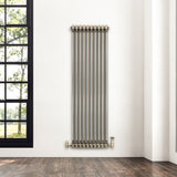 Traditional 2 Column Radiator & Valves – 1500mm x 470mm - Raw Metal