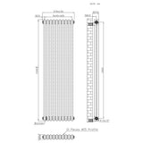 Traditional 2 Column Radiator & Valves – 1500mm x 470mm - Raw Metal