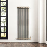 Traditional 2 Column Radiator & Valves – 1500mm x 560mm - Raw Metal