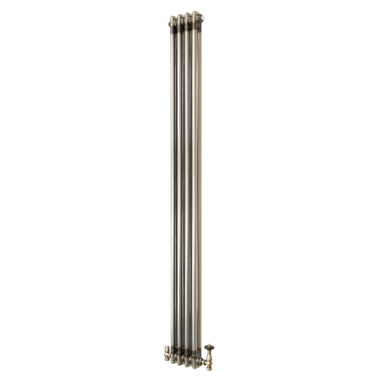 Traditional 2 Column Radiator & Valves - 1800 x 200mm - Raw Metal