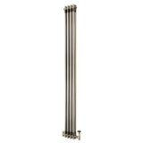 Traditional 2 Column Radiator & Valves - 1800 x 200mm - Raw Metal