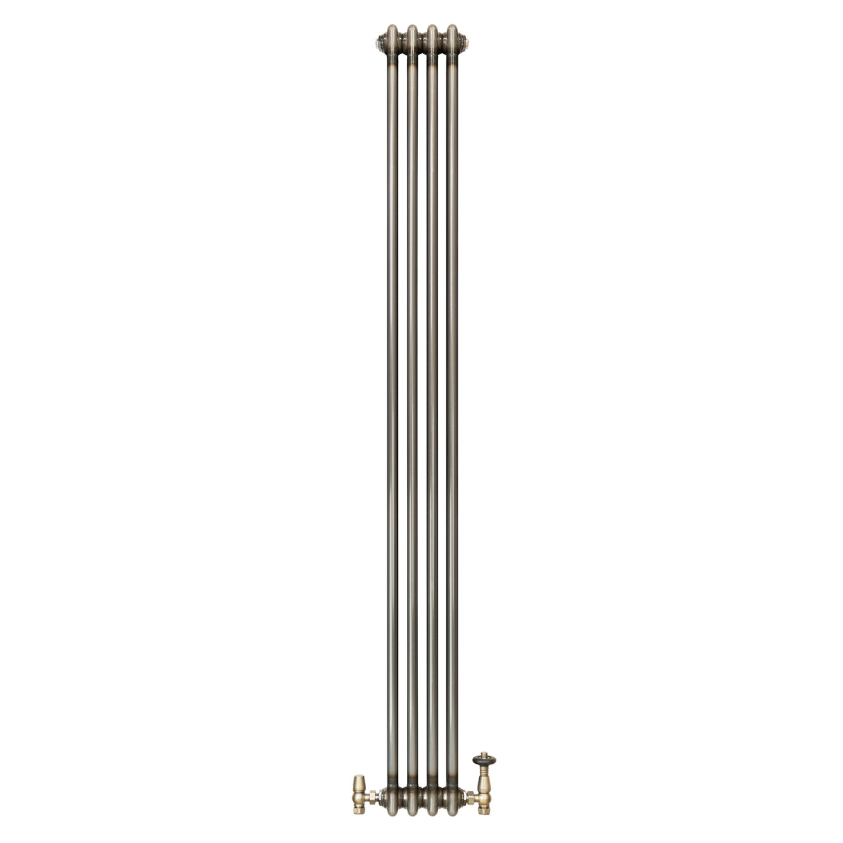 Traditional 2 Column Radiator & Valves - 1800 x 200mm - Raw Metal