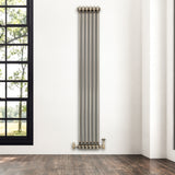 Traditional 2 Column Radiator & Valves – 1800mm x 290mm - Raw Metal
