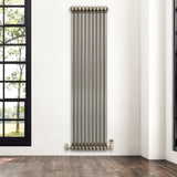 Traditional 2 Column Radiator & Valves – 1800mm x 470mm - Raw Metal