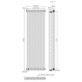Traditional 2 Column Radiator & Valves - 1800mm x 560mm - Raw Metal