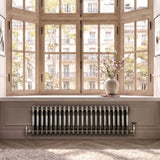 Traditional 3 Column Radiator & Valves – 300mm x 1010mm - Raw Metal