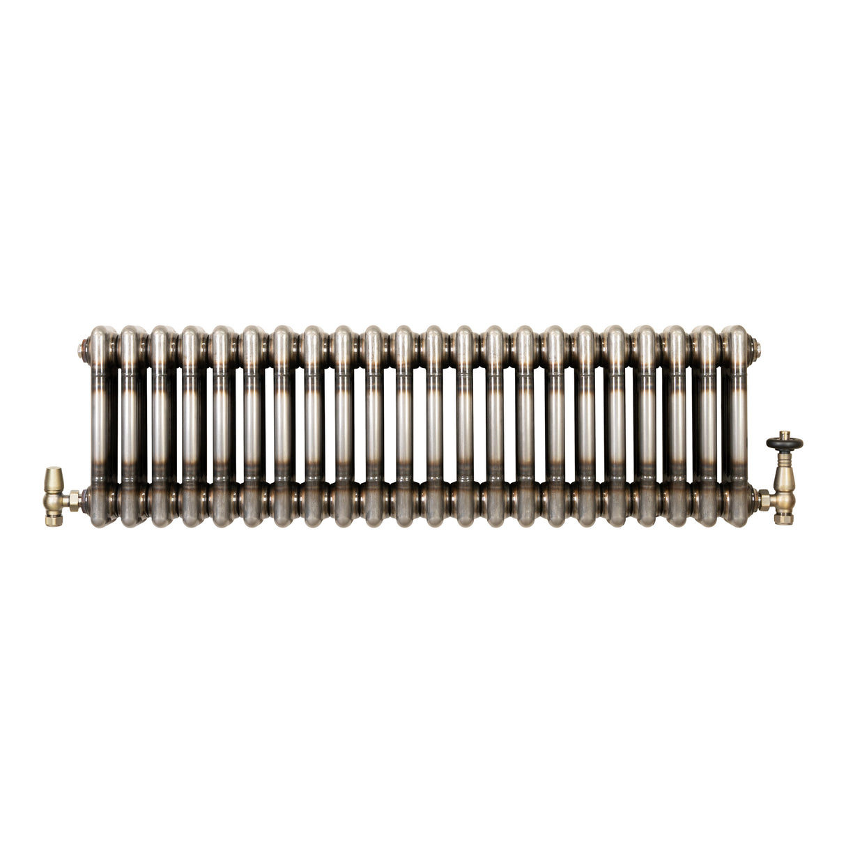 Traditional 3 Column Radiator & Valves – 300mm x 1010mm - Raw Metal
