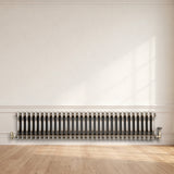 Traditional 3 Column Radiator & Valves - 300mm x 1460mm - Raw Metal