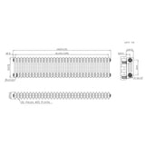 Traditional 3 Column Radiator & Valves - 300mm x 1460mm - Raw Metal
